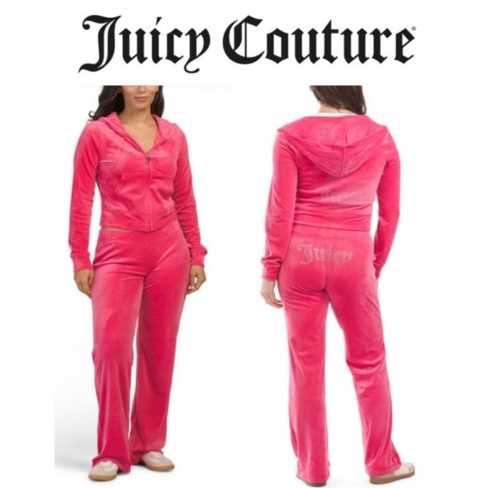 Juicy Couture Pink Party track suit. Barbie pink! NWT Med. W/ FREE BLING…